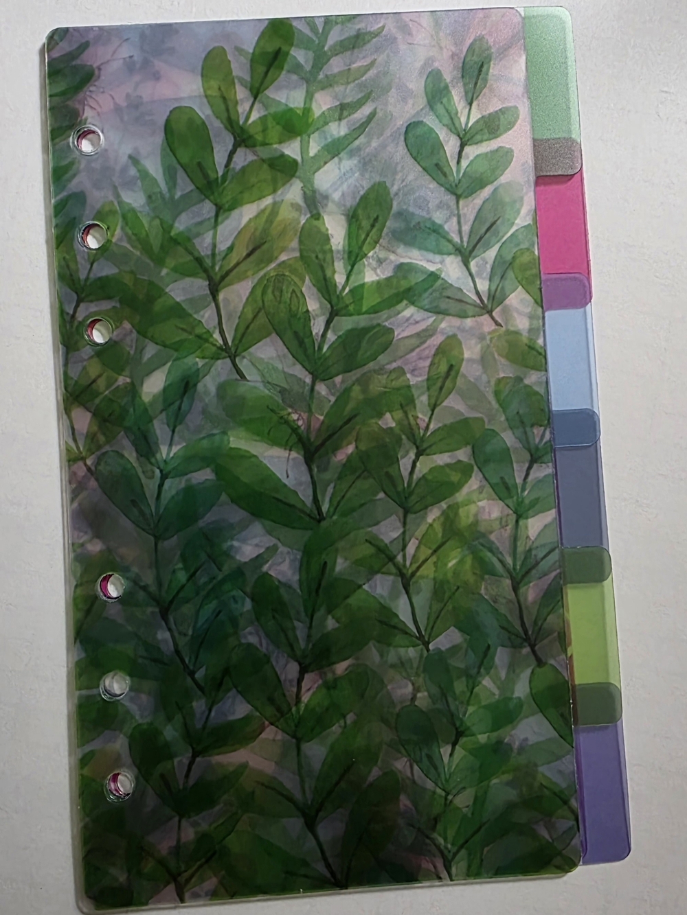 A6 Tabbed Leaf Print Tabbed Planner Divider Set - Green Multicolor